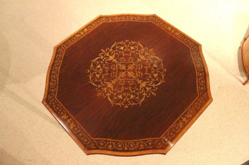fig 1. A Beautiful Mahogany Inlaid Late Victorian Period Octagonal Table