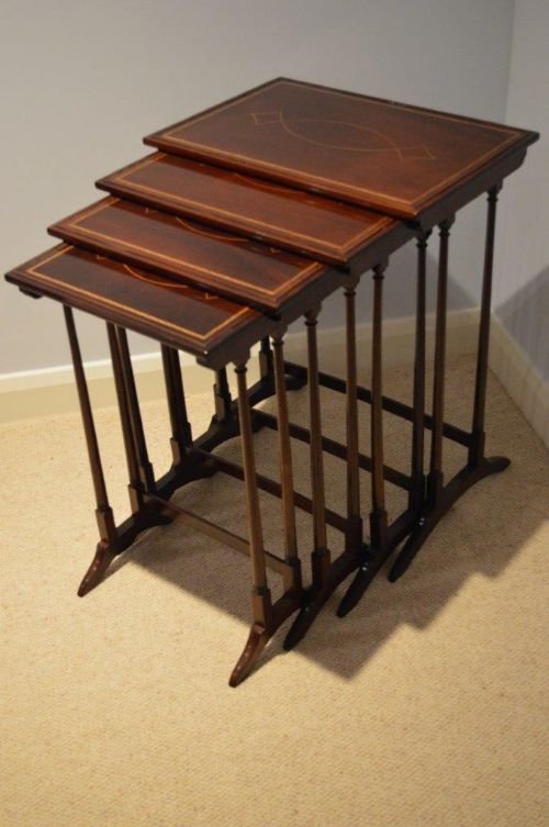 A Beautiful Mahogany Inlaid Edwardian Period Nest of Tables
