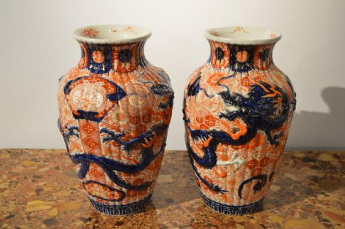 A Pair of Meiji Period Japanese Imari Vases