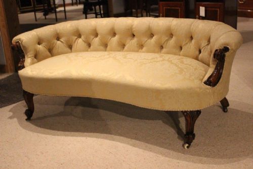 fig 1. A Small Walnut Victorian Period Curved Settee