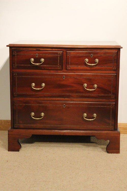 A Beautiful Small Mahogany Inlaid Edwardian Period Chest of Drawers