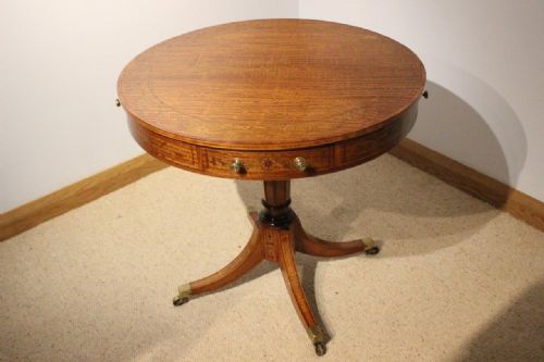 A Rare Satinwood Victorian Period "Zodiac" Drum Table by Edwards & Roberts