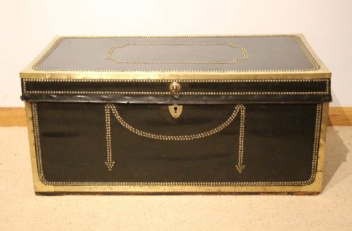 A Leather & Brass Mounted 19th Century Camphor Trunk/coffee Table
