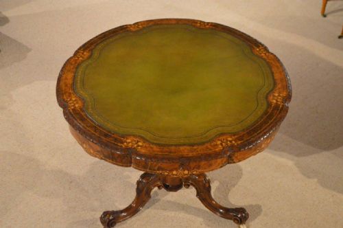 A Stunning Quality Burr Walnut Victorian Period Revolving Drum Table