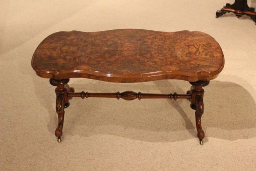 A Burr Walnut Victorian Period Antique Coffee Table