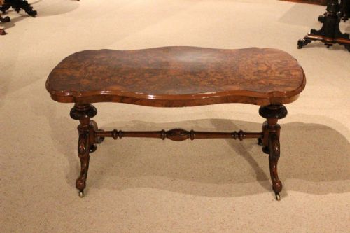 fig 1. A Burr Walnut Victorian Period Antique Coffee Table