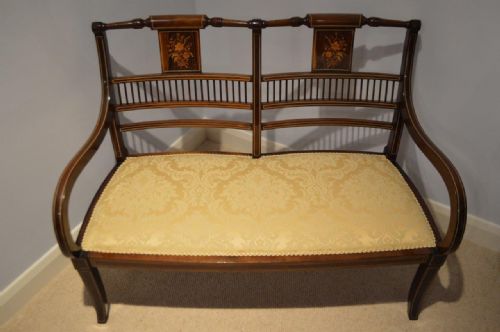 A Beautiful Mahogany Inlaid Edwardian Period Settee
