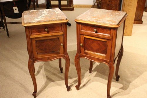 A Good Pair of Walnut French Antique Bedside Cabinets/cupboards
