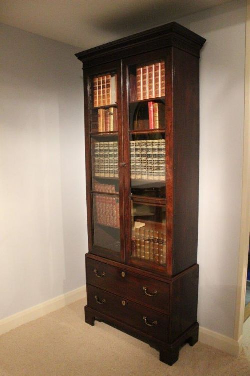 fig 1. A Good Mahogany George III Period Bookcase Of Narrow Proportions
