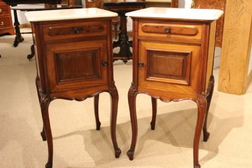 A Good Pair of Mahogany French Antique Bedside Cabinets/cupboards