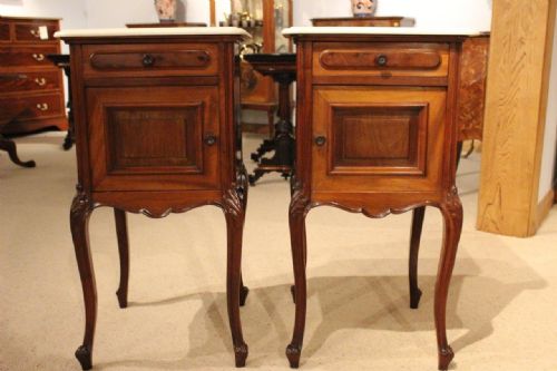 fig 1. A Good Pair Of Mahogany French Antique Bedside Cabinets/Cupboards