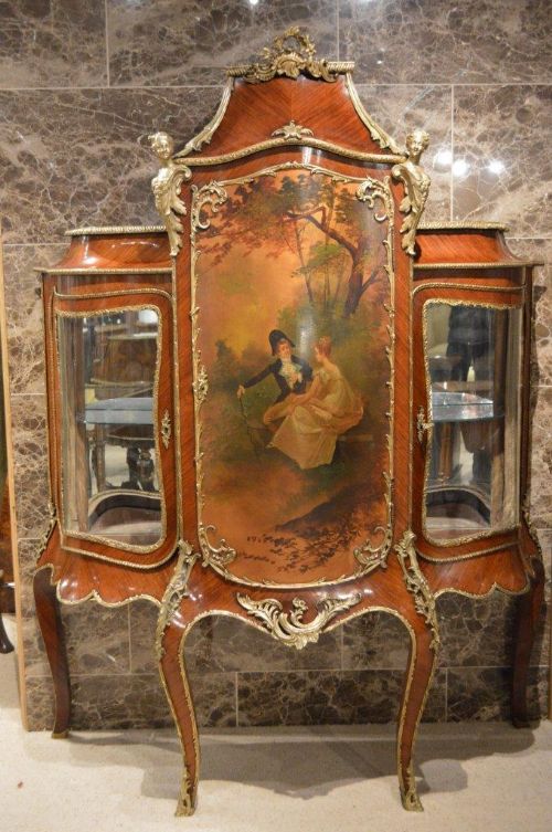 A 19th Century French Rosewood & Ormolu Mounted Vernis Martin Cabinet