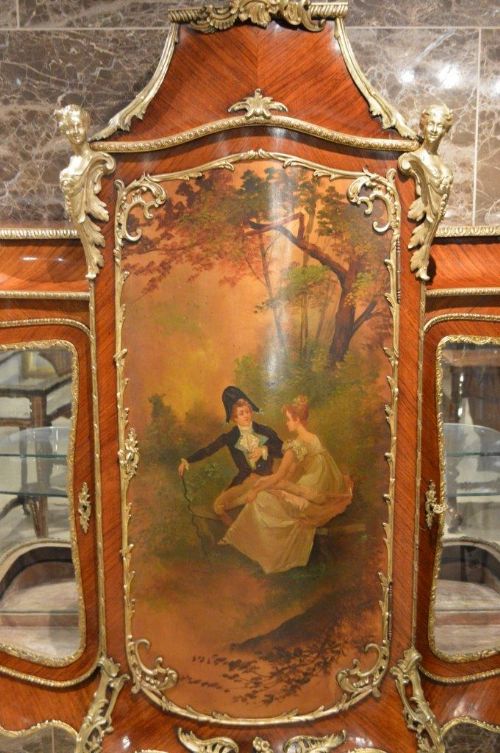 fig 1. A 19th Century French Rosewood & Ormolu Mounted Vernis Martin Cabinet