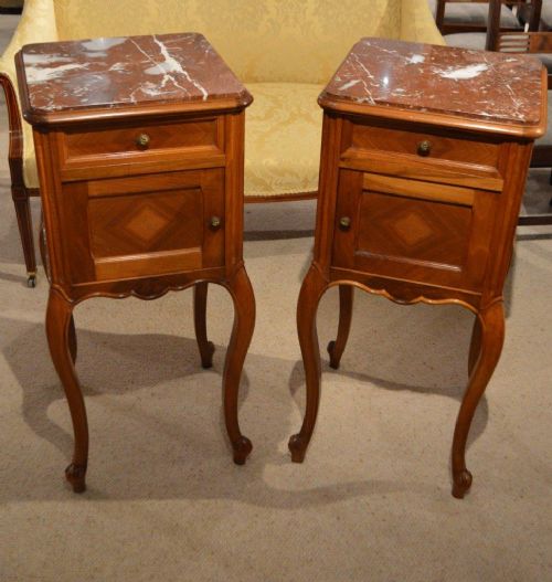 A Good Pair of Walnut French Antique Bedside Cabinets/cupboards