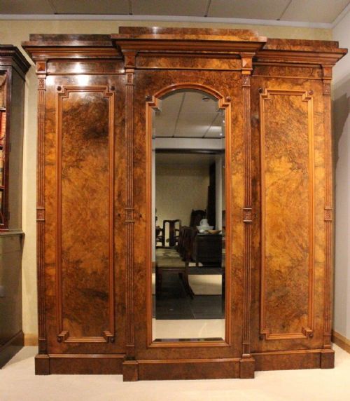 A Stunning Quality Burr Walnut Victorian Period Antique Wardrobe