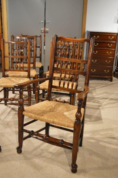 fig 1. A Harlequin Set Of 8 Ash & Elm Lancashire Spindle Back Dining Chairs