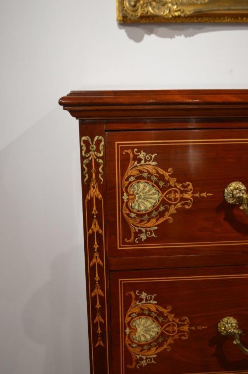 fig 1. A Superb Large Mahogany Inlaid Victorian Period Chest Of Drawers