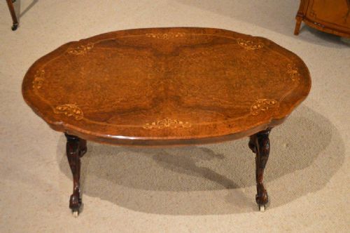 A Burr Walnut Victorian Period Antique Coffee Table (Adapted)