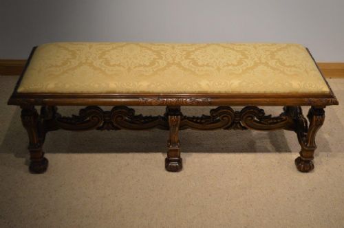 A Good Walnut William & Mary Style Duet Stool/window Seat