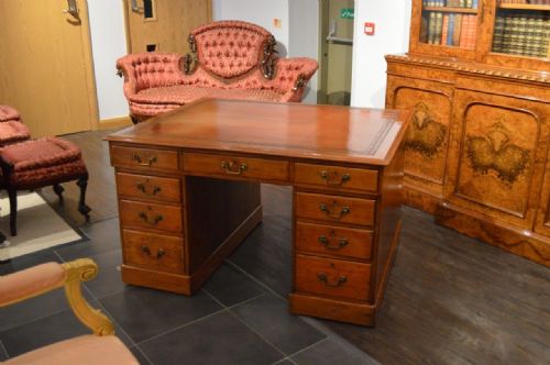 A Patinated Pine Victorian Period Antique Partners Desk