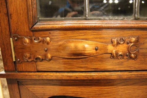 fig 1. An Oak Arts & Crafts Libertys Style Bookcase With Motto