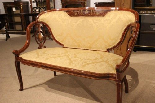fig 1. A Stunning Quality Marquetry Inlaid Edwardian Period Antique Settee/Sofa