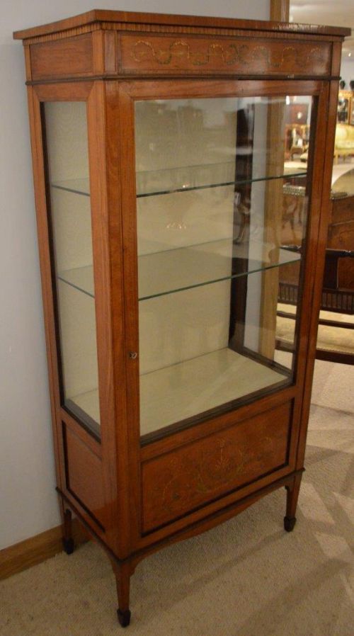 fig 1. A Satinwood & Marquetry Inlaid Edwardian Period Display Cabinet