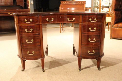fig 1. A Beautiful Mahogany Late Victorian Period Kidney Shaped Desk