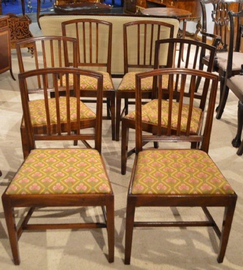 A Set of 6 Cuban Mahogany George III Period Antique Dining Chairs