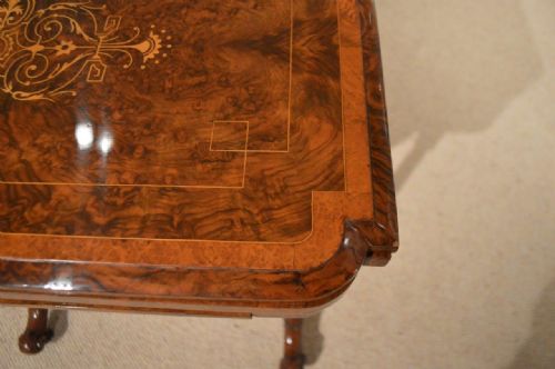 fig 1. A Beautiful Burr Walnut Inlaid Victorian Period Games/Sewing Table