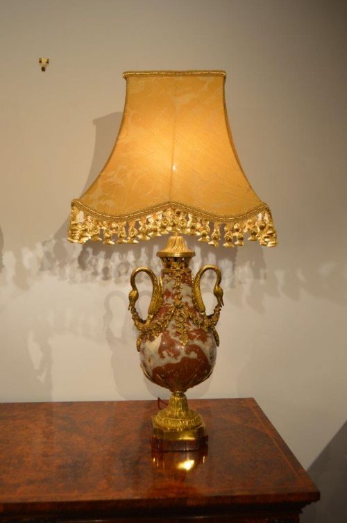 fig 1. A Good Pair of Late 19th Century French Marble & Ormolu Lamps (Converted)
