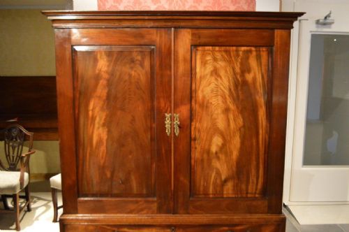fig 1. A Mahogany George III Period Antique Linen Press