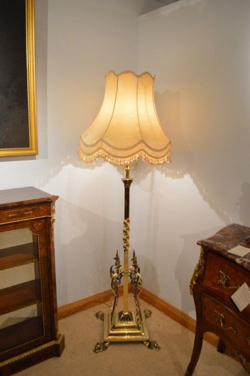 An Edwardian Period Antique Brass Standard Lamp