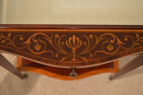 fig 1. A Stunning Quality Mahogany Inlaid Bijouterie Cabinet By Edwards & Roberts Of London