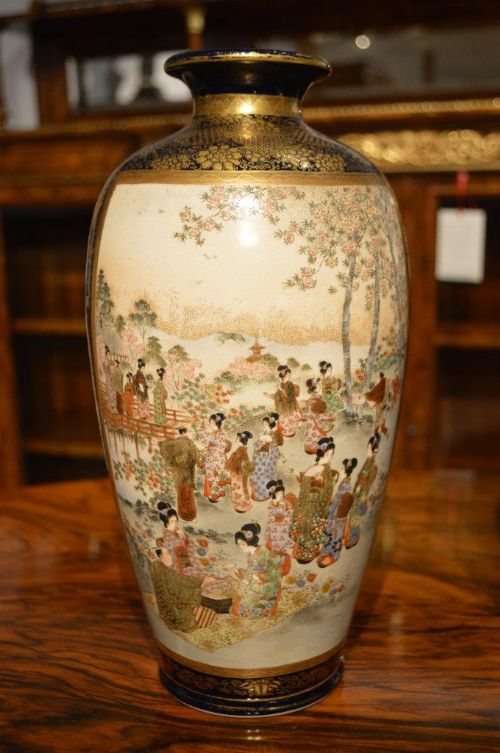 fig 1. A Good Pair Of Japanese Satsuma Vases Meiji Period