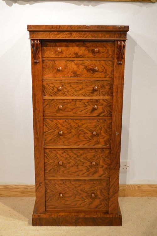 A Stunning Quality Figured Walnut Victorian Period Wellington Chest