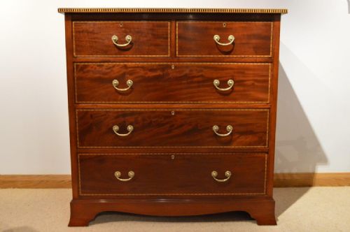 A Stunning Quality Mahogany Inlaid Edwardian Period Chest of Drawers