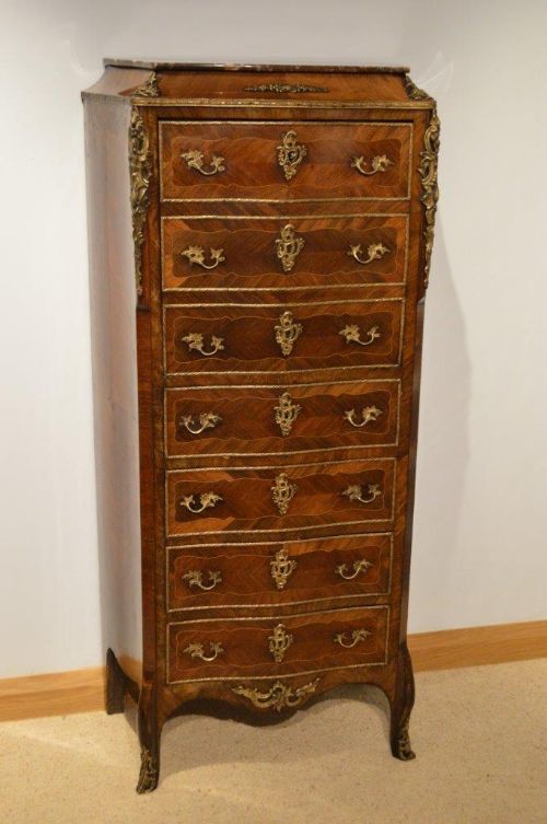 fig 1. A French Rosewood & Brass Mounted 19th Century Secretaire Abattant