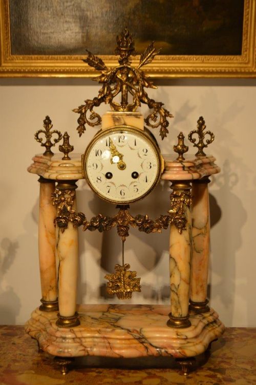 fig 1. A Large French Late 19th Century Marble & Ormolu Clock Garniture