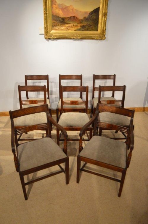 fig 1. A Good Set of 8 Mahogany Regency Period Antique Dining Chairs