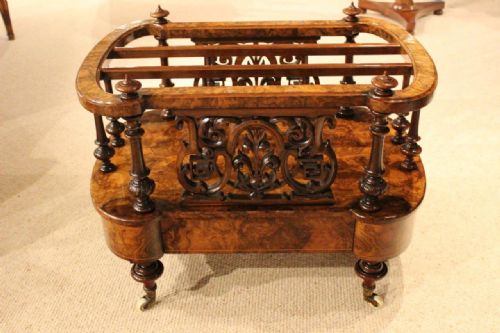 An Exceptional Large Burr Walnut Victorian Period Antique Canterbury