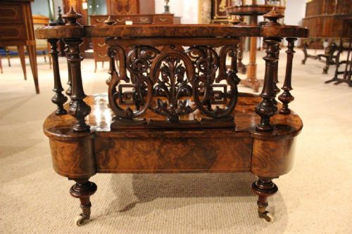 fig 1. An Exceptional Large Burr Walnut Victorian Period Antique Canterbury