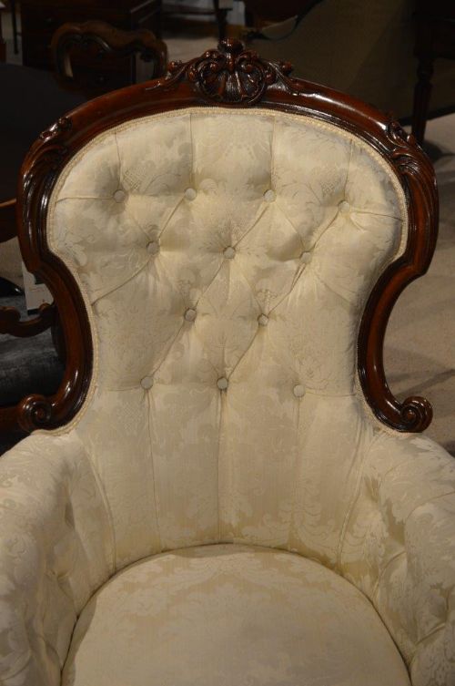 fig 1. A Large Pair Of Mahogany Victorian Period Carved Mahogany Armchairs