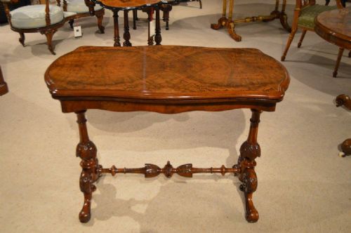 A Burr Walnut Victorian Period Fold Over Card/games Table