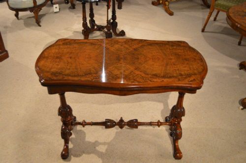 fig 1. A Burr Walnut Victorian Period Fold Over Card/Games Table
