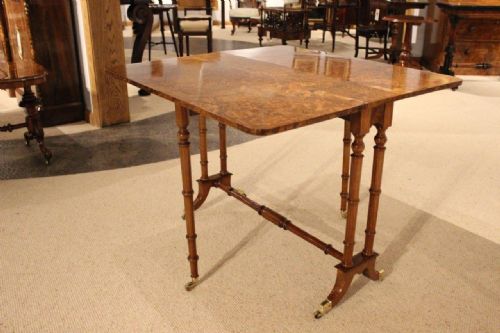 fig 1. A Very Good Burr Walnut Victorian Period Antique Sutherland Table