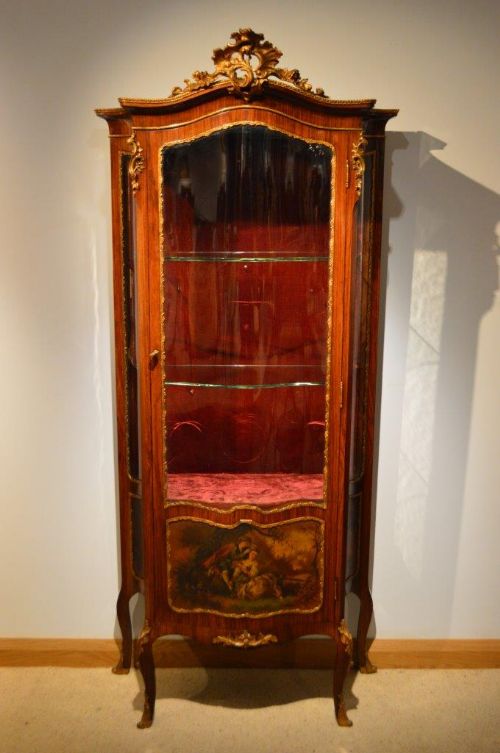 A Late 19th Century French Rosewood & Ormolu Mounted Vernis Martin Vitrine