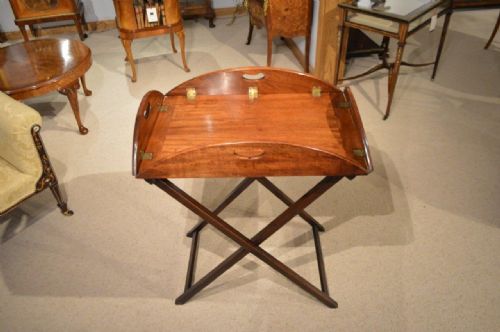 A Mahogany Regency Period Antique Folding Butlers Tray on Stand