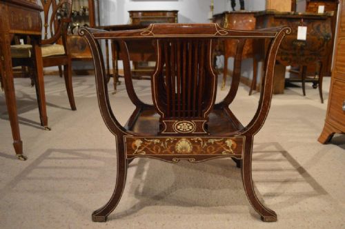 fig 1. A beautiful mahogany inlaid Edwardian Period antique Canterbury