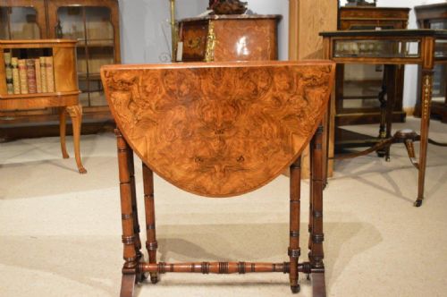 A Burr Walnut Victorian Period Small Sutherland Table